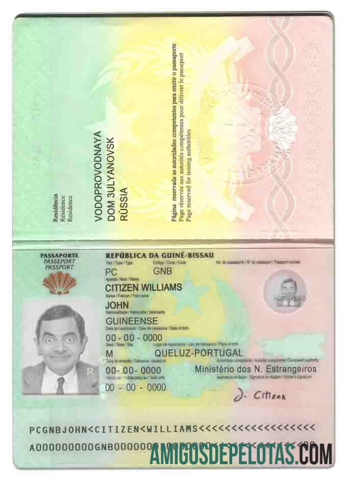 Passaporte da Guiné Bissau exemplo